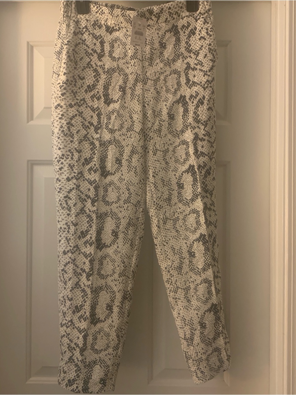 J. Crew Factory Snake-Print Straight-Leg Pants - White & Gray